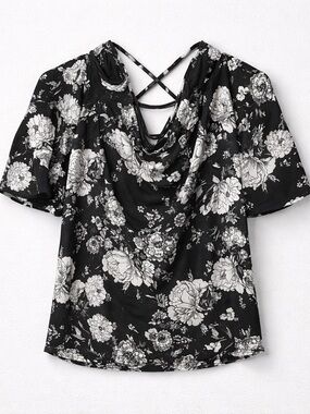 Ella Moss Black & White Floral Off Shoulder Back Top